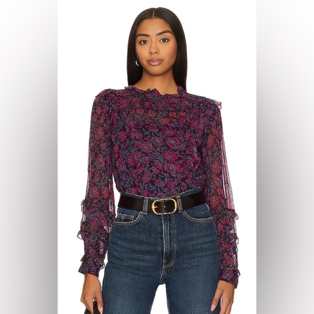 Cleobella Fiorella Blouse Bordeaux Floral Top